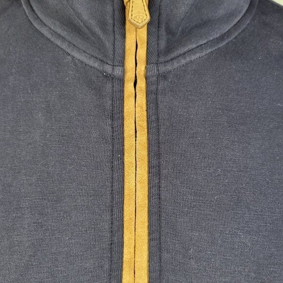 Brooks Brothers dark blue 100% cotton 1/4 zip sweatshirt suede trim mens XXL - Picture 3 of 8